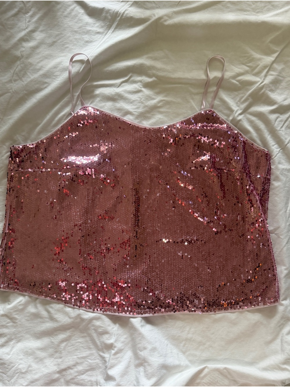 Sequin Pink Spaghetti-Strap Cami Top